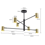 Lampa wisząca Snow 6 80 cm czarno-złota 6xGU10
