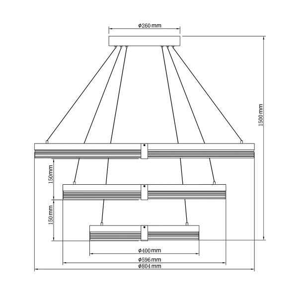 Lampa wisząca Plum 3 śr. 80/60/40 cm czarno-transparentna LED CCT