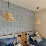 Lampa wisząca Shella 40 cm rattanowa jasne drewno 1xE27