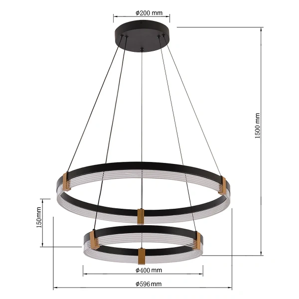 Lampa wisząca Plum 2 śr. 60/40 cm czarno-transparentna LED CCT