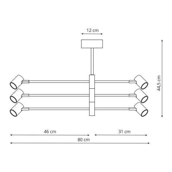 Lampa wisząca Snow 6 80 cm czarno-złota 6xGU10