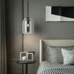 Lampa wisząca Elaris czarna z dymionym kloszem 1xE27
