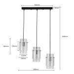 Lampa wisząca Savona 3 listwa transparentno-czarna 3xE27