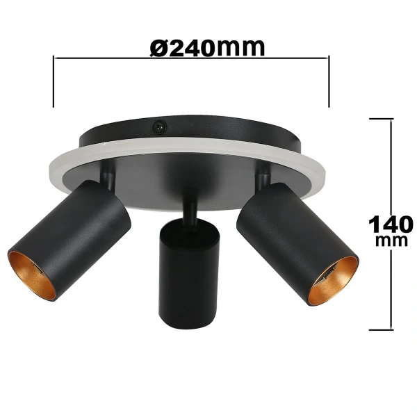 Plafon Parma 3 okrągły czarny 3xGU10 + LED 13W CCT