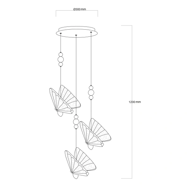 Lampa wisząca Mariposa 3 złota LED 24W CCT