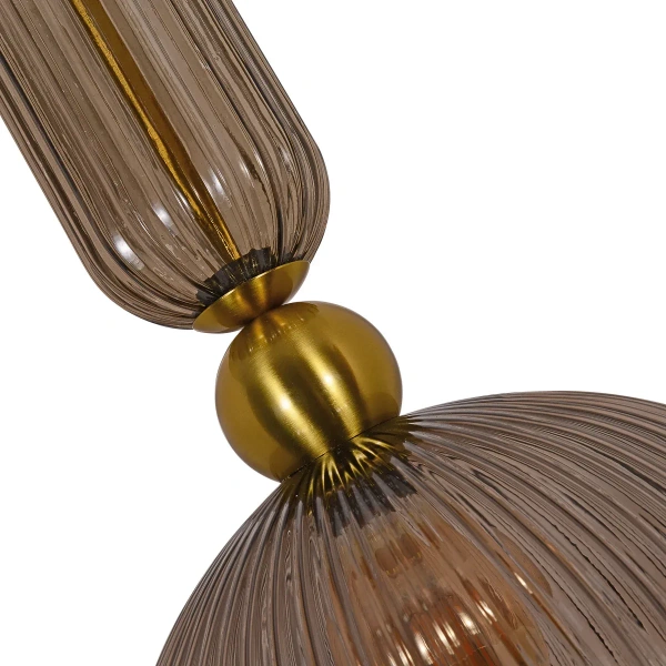 Lampa wisząca Piega 1 duża złota z dymionym kloszem 1xE27
