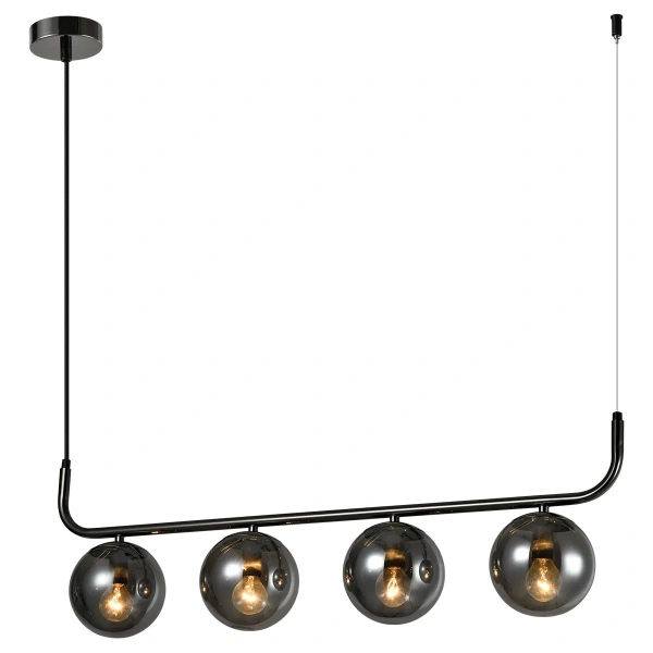 Lampa wisząca Alisa 4 grafitowa z dymionymi kloszami 4xE14