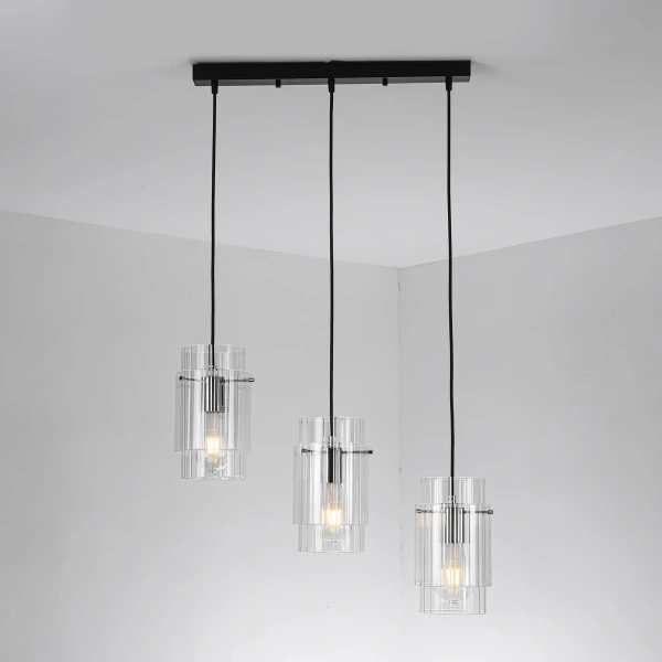 Lampa wisząca Savona 3 listwa transparentno-czarna 3xE27