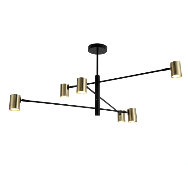 Lampa wisząca Snow 6 80 cm czarno-złota 6xGU10