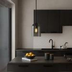 Lampa wisząca Elaris czarna z dymionym kloszem 1xE27