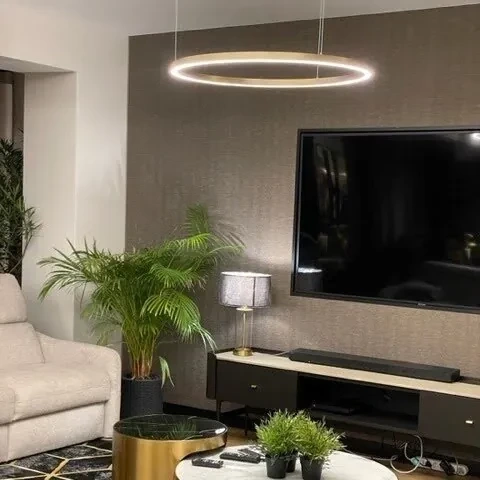 Lampa wisząca Midway Shiny śr. 80 cm złota LED 3000K