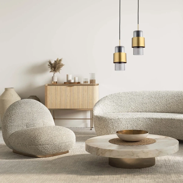 Lampa wisząca Miele dymno-złota 1xE27
