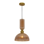 Lampa wisząca Piega 1 duża złota z bursztynowym kloszem 1xE27