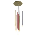 Lampa wisząca Lungo 7 złoto-czerwono-czarna 7xG9