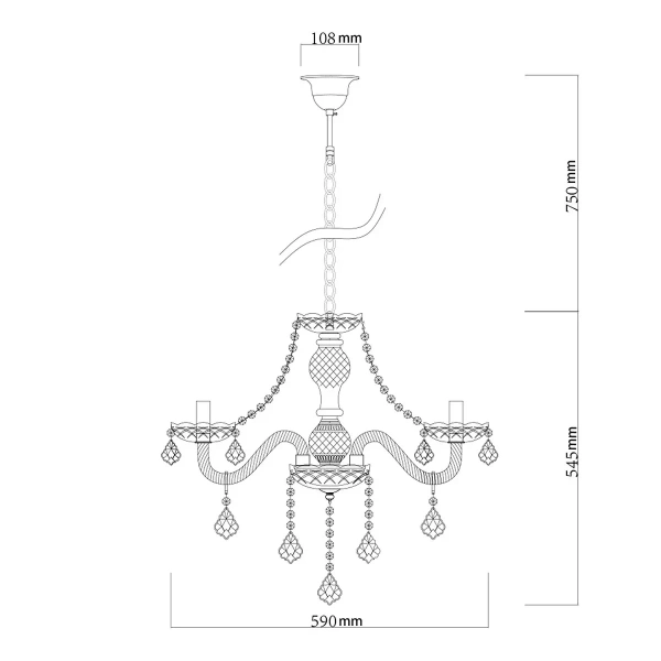 Lampa wisząca Cristallo 5 srebrna 5xE14