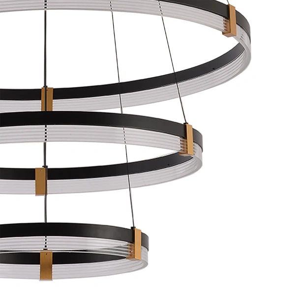 Lampa wisząca Plum 3 śr. 80/60/40 cm czarno-transparentna LED CCT
