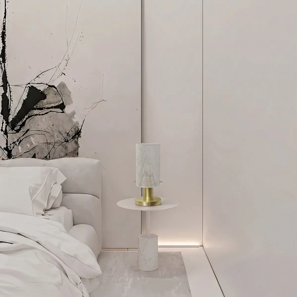 Lampa stołowa Tirana biało-złota 1xE27