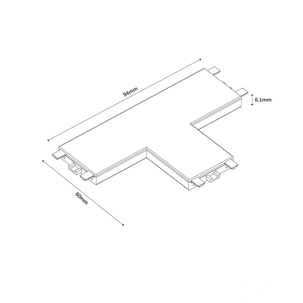 Łącznik T natynkowy Magnetic Slim czarny