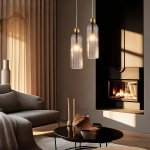 Lampa wisząca Piega 1 złota z dymionym kloszem 1xE14
