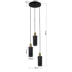 Lampa wisząca Tirana 3 okrągła czarno-złota 3xE27