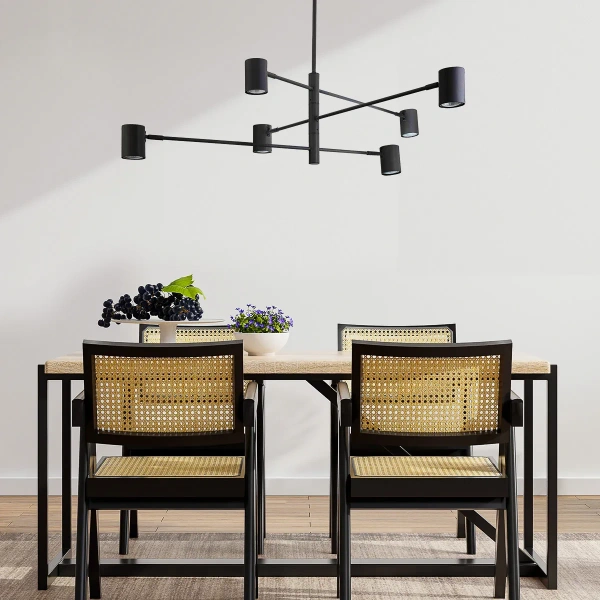 Lampa wisząca Snow 6 80 cm czarna 6xGU10