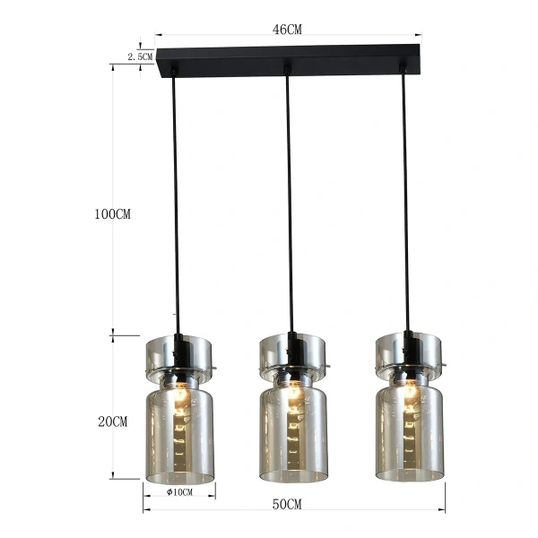 Lampa wisząca Nivio dymiona 3xE27