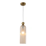Lampa wisząca Piega 1 złota z bursztynowym kloszem 1xE14