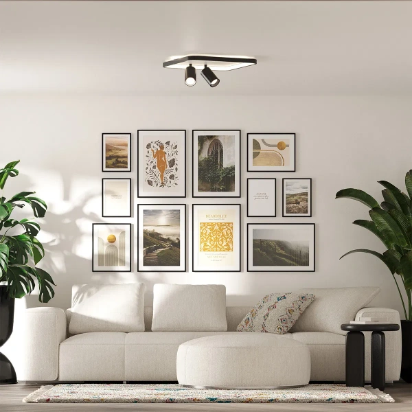 Plafon Parma 2 kwadratowy czarno-biały 2xGU10 + LED 36W CCT