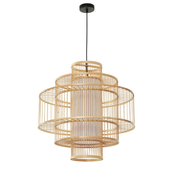 Lampa wisząca Stela rattanowa beżowa 1xE27