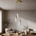 Lampa wisząca Tirana 3 okrągła biało-złota 3xE27