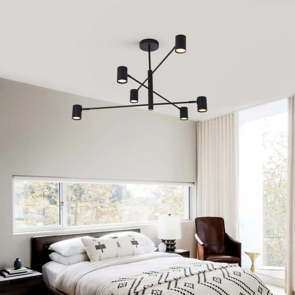 Lampa wisząca Snow 6 80 cm czarna 6xGU10