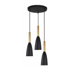 Lampa wisząca Solin 3 talerz śr. 30 cm czarno-złota 3xE27