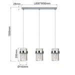Lampa wisząca Vetro listwa chromowana 3xE14