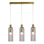 Lampa wisząca Piega 3 złota z dymionymi kloszami 3xE14