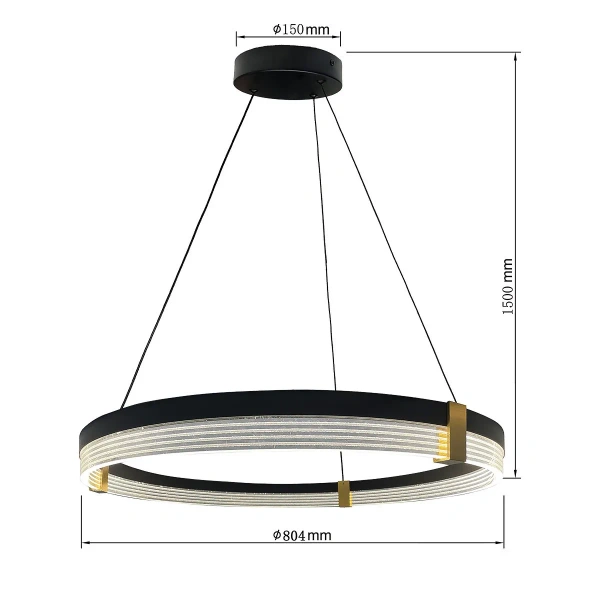 Lampa wisząca Plum Triangle 80 cm czarno-transparentna LED 40W CCT