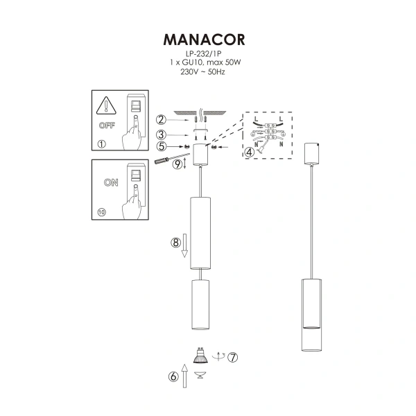 Lampa wisząca Manacor czarna 1xGU10