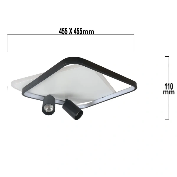 Plafon Parma 2 kwadratowy czarno-biały 2xGU10 + LED 36W CCT