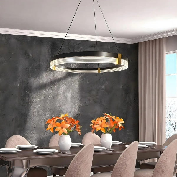 Lampa wisząca Plum Triangle 80 cm czarno-transparentna LED 40W CCT