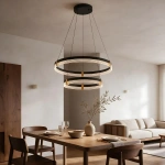 Lampa wisząca Plum 2 śr. 60/40 cm czarno-transparentna LED CCT