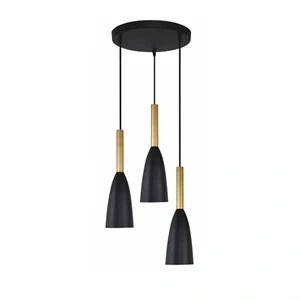 Lampa wisząca Solin 3 talerz śr. 30 cm czarno-złota 3xE27