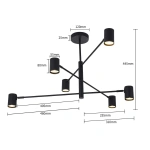 Lampa wisząca Snow 6 80 cm czarna 6xGU10