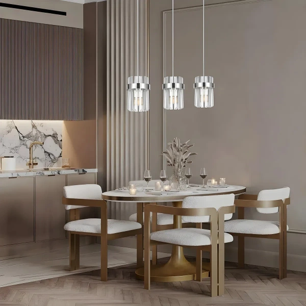 Lampa wisząca Vetro listwa chromowana 3xE14
