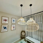 Lampa wisząca Shella 40 cm rattanowa jasne drewno 1xE27