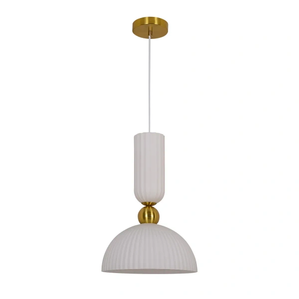 Lampa wisząca Piega 1 duża złota z białym kloszem 1xE27