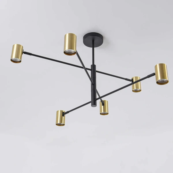 Lampa wisząca Snow 6 80 cm czarno-złota 6xGU10
