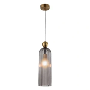 Lampa wisząca Piega 1 złota z dymionym kloszem 1xE14