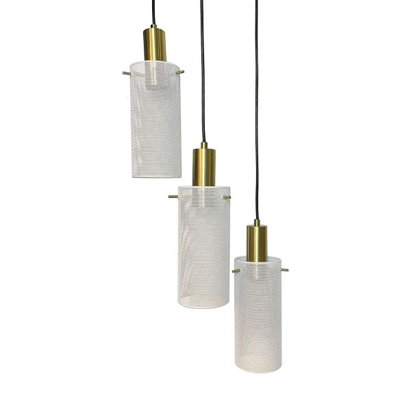 Lampa wisząca Tirana 3 okrągła biało-złota 3xE27