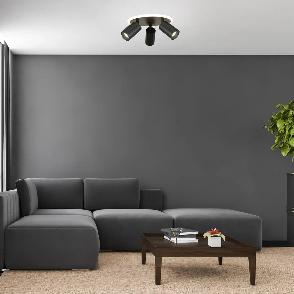 Plafon Parma 3 okrągły czarny 3xGU10 + LED 13W CCT