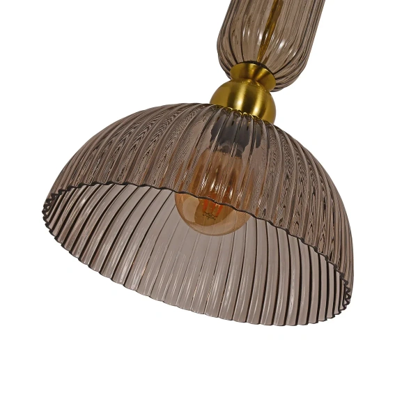 Lampa wisząca Piega 1 duża złota z dymionym kloszem 1xE27