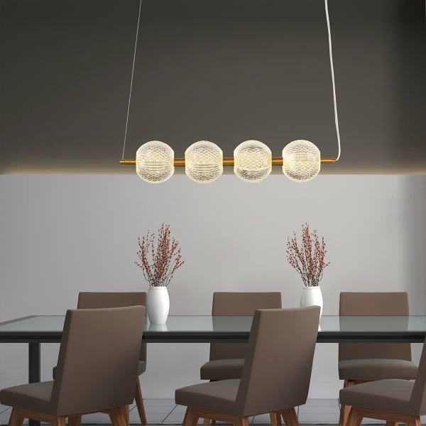 Lampa wisząca Diamond 4 listwa złota LED CCT